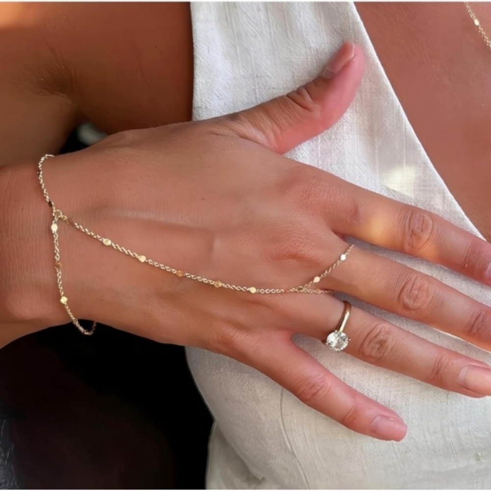 Anthropologie Julie Hand Chain Gold Bracelet